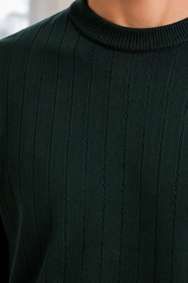 Bottle_Green_Cotton_Cable_Knit_Round_Neck_Sweater_For_Men