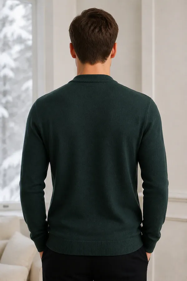 Bottle_Green_Cotton_Cable_Knit_Round_Neck_Sweater_For_Men
