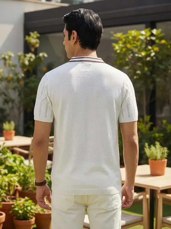 White_Cotton_Textured_Striped_Collar_Regular_Fit_Polo_T-Shirt_For_Men