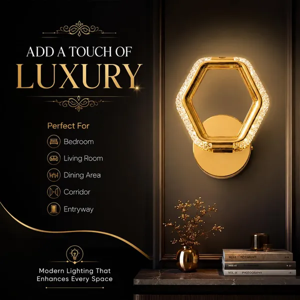 Manraj_10W_Modern_Led_Hexagon_Crystal_Wall_Light_With_3_Color_Modes_(Warm_White,_Natural_White_&_Cool_White)_|_Gold_Finish_Decorative_Wall_Light_For_Bedroom,_Living_Room,_Corridor_&_Home_(Pack_Of_2)