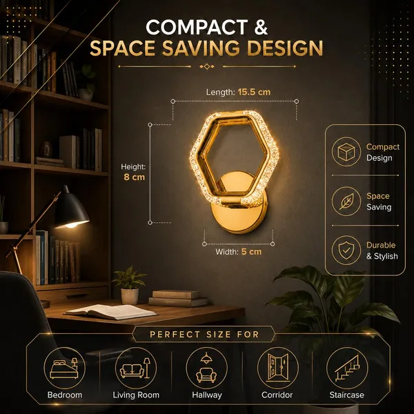 Manraj_10W_Modern_Led_Hexagon_Crystal_Wall_Light_With_3_Color_Modes_(Warm_White,_Natural_White_&_Cool_White)_|_Gold_Finish_Decorative_Wall_Light_For_Bedroom,_Living_Room,_Corridor_&_Home_(Pack_Of_2)