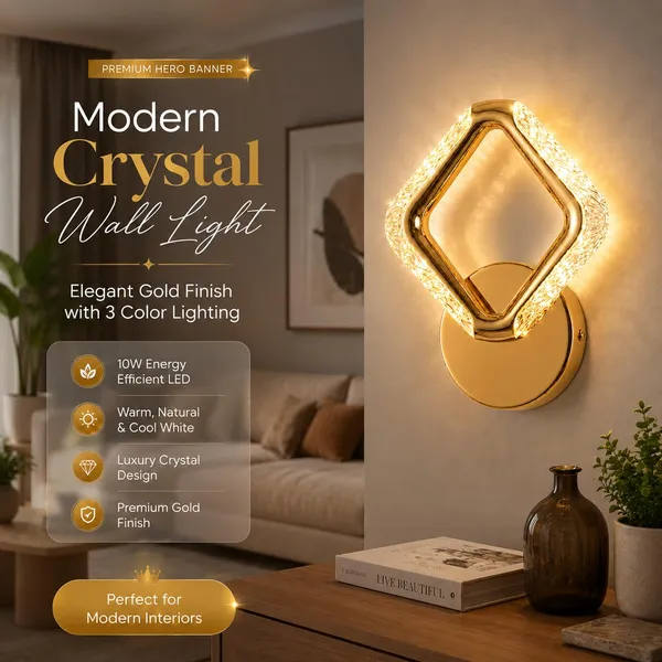 Manraj_10W_Modern_Led_Diamond_Crystal_Wall_Light_With_3_Color_Modes_(Warm_White,_Natural_White_&_Cool_White)_|_Gold_Finish_Decorative_Wall_Sconce_For_Bedroom,_Living_Room,_Corridor_&_Home_Décor