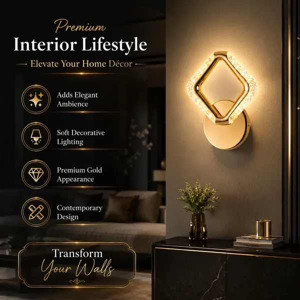 Manraj_10W_Modern_Led_Diamond_Crystal_Wall_Light_With_3_Color_Modes_(Warm_White,_Natural_White_&_Cool_White)_|_Gold_Finish_Decorative_Wall_Light_For_Bedroom,_Living_Room,_Corridor_&_Home_(Pack_Of_2)