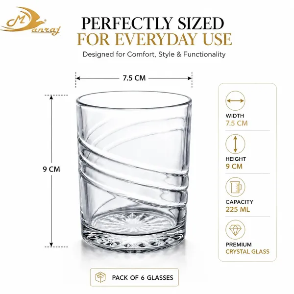 Manraj_Glass_Cups_Vintage_Glassware_Set_Of_6,_Origami_Style_Transparent_Cocktail_Glasses_Set,_Bar_Beverages_Ice_Coffee_Cup_Juice_Ripple_Drinkware,_225Ml_(Mj1012)