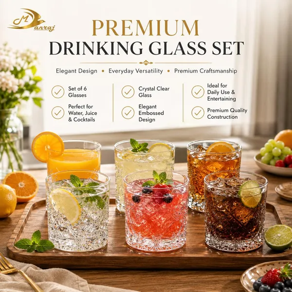 Manraj_Glass_Cups_Vintage_Glassware_Set_Of_6,_Origami_Style_Transparent_Cocktail_Glasses_Set,_Bar_Beverages_Ice_Coffee_Cup_Juice_Ripple_Drinkware,_225Ml_(Mj1016)