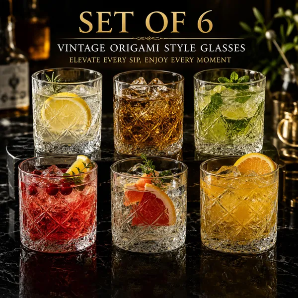 Manraj_Glass_Cups_Vintage_Glassware_Set_Of_6,_Origami_Style_Transparent_Cocktail_Glasses_Set,_Bar_Beverages_Ice_Coffee_Cup_Juice_Ripple_Drinkware,_225Ml_(Mj1016)