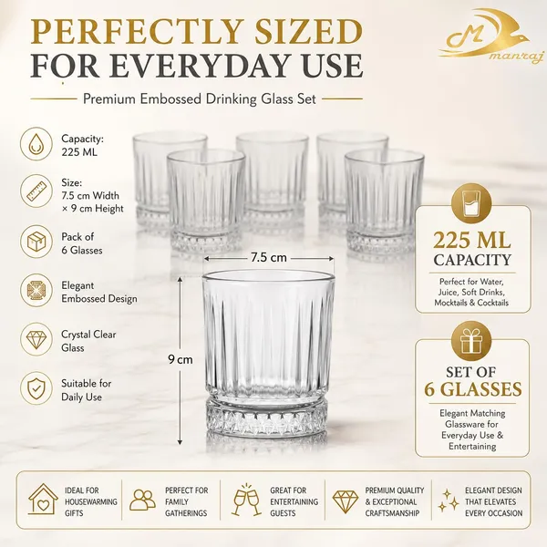 Manraj_Glass_Cups_Vintage_Glassware_Set_Of_6,_Origami_Style_Transparent_Cocktail_Glasses_Set,_Bar_Beverages_Ice_Coffee_Cup_Juice_Ripple_Drinkware,_225Ml_(Mj1018)