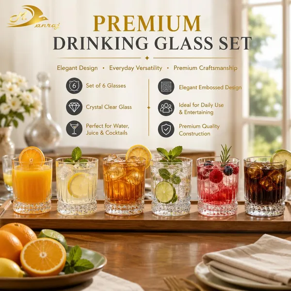 Manraj_Glass_Cups_Vintage_Glassware_Set_Of_6,_Origami_Style_Transparent_Cocktail_Glasses_Set,_Bar_Beverages_Ice_Coffee_Cup_Juice_Ripple_Drinkware,_225Ml_(Mj1018)