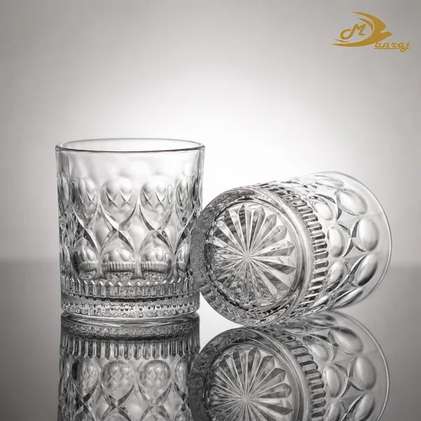 Manraj_Glass_Cups_Vintage_Glassware_Set_Of_6,_Origami_Style_Transparent_Cocktail_Glasses_Set,_Bar_Beverages_Ice_Coffee_Cup_Juice_Ripple_Drinkware,_225Ml_(Mj1019)
