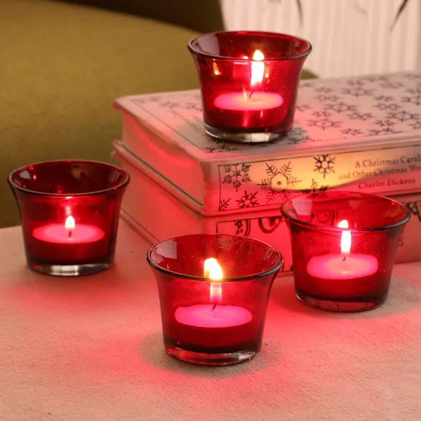 Tealight_Candle_Holder_Set_Of_6,Glass_Votive_Candle_Holders,Clear_Tea_Light_Holders_Bulk_For_Wedding_Holiday_Birthday_Party_Dinner_&_Home_Decor_(6,_Red)