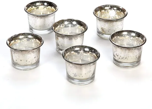 Tealight_Candle_Holder_Set_Of_6,Glass_Votive_Candle_Holders,Clear_Tea_Light_Holders_Bulk_For_Wedding_Holiday_Birthday_Party_Dinner_&_Home_Decor_(12,_Silver)