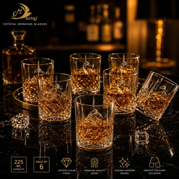 Manraj_Glass_Cups_Vintage_Glassware_Set_Of_6,_Origami_Style_Transparent_Cocktail_Glasses_Set,_Bar_Beverages_Ice_Coffee_Cup_Juice_Ripple_Drinkware,_225Ml_(_Mj1020_)
