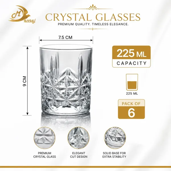 Manraj_Glass_Cups_Vintage_Glassware_Set_Of_6,_Origami_Style_Transparent_Cocktail_Glasses_Set,_Bar_Beverages_Ice_Coffee_Cup_Juice_Ripple_Drinkware,_225Ml_(_Mj1020_)