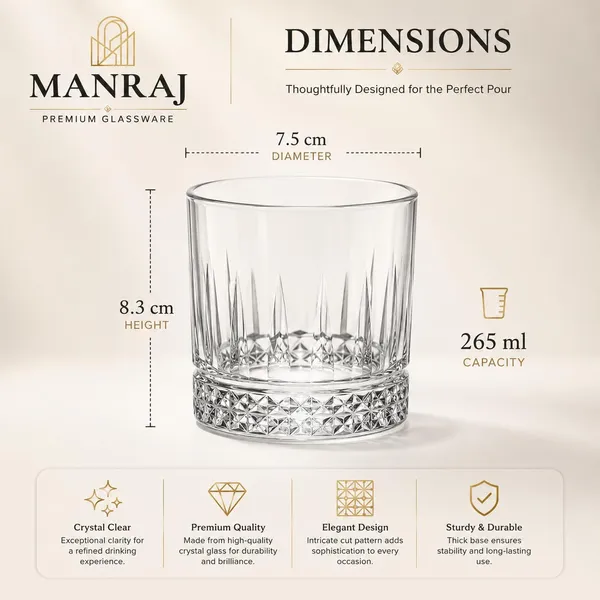 Manraj_Premium_Quality_Water/Juice_Glass_Set_Of_6_265Ml,_Royale_Clear_-_Drinking_Juice_Glasses_For_Cold_Drink,_Mojito,_Everyday_Use