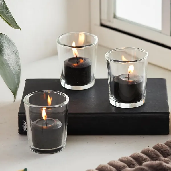 Manraj_Glass_Tealight_Candle_Holder_Set_Of_6,Glass_Votive_Candle_Holders,Clear_Tea_Light_Holders_Bulk_For_Wedding_Holiday_Birthday_Party_Dinner_&_Home_Decor_(6,_Clear)