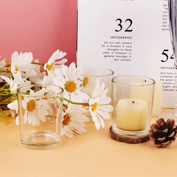 Manraj_Glass_Tealight_Candle_Holder_Set_Of_6,Glass_Votive_Candle_Holders,Clear_Tea_Light_Holders_Bulk_For_Wedding_Holiday_Birthday_Party_Dinner_&_Home_Decor_(6,_Clear)