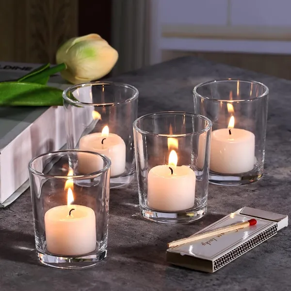 Manraj_Glass_Tealight_Candle_Holder_Set_Of_6,Glass_Votive_Candle_Holders,Clear_Tea_Light_Holders_Bulk_For_Wedding_Holiday_Birthday_Party_Dinner_&_Home_Decor_(6,_Clear)