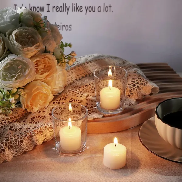 Manraj_Glass_Tealight_Candle_Holder_Set_Of_6,Glass_Votive_Candle_Holders,Clear_Tea_Light_Holders_Bulk_For_Wedding_Holiday_Birthday_Party_Dinner_&_Home_Decor_(6,_Clear)