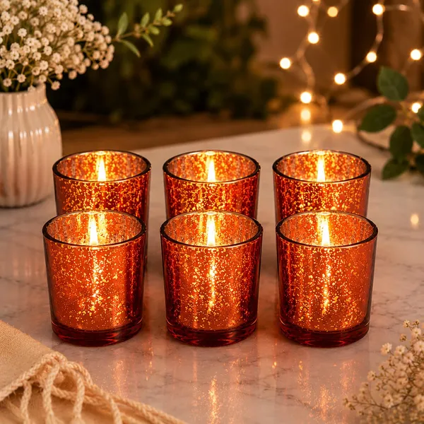 Manraj_Glass_Tealight_Candle_Holder_Set_Of_6,Glass_Votive_Candle_Holders,Clear_Tea_Light_Holders_Bulk_For_Wedding_Holiday_Birthday_Party_Dinner_&_Home_Decor_(6,_Copper)