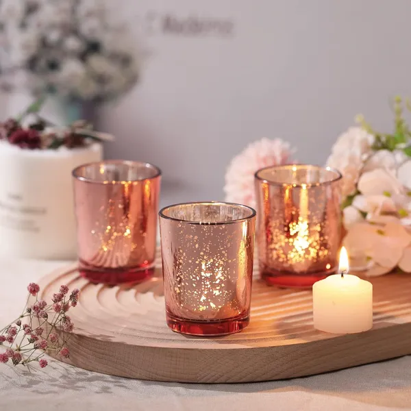Manraj_Glass_Tealight_Candle_Holder_Set_Of_6,Glass_Votive_Candle_Holders,Clear_Tea_Light_Holders_Bulk_For_Wedding_Holiday_Birthday_Party_Dinner_&_Home_Decor_(6,_Copper)