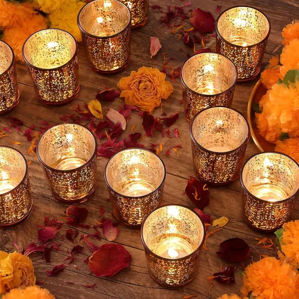 Manraj_Glass_Tealight_Candle_Holder_Set_Of_12,Glass_Votive_Candle_Holders,Clear_Tea_Light_Holders_Bulk_For_Wedding_Holiday_Birthday_Party_Dinner_&_Home_Decor_(12,_Gold)