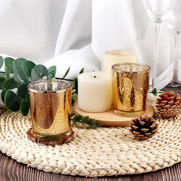 Manraj_Glass_Tealight_Candle_Holder_Set_Of_12,Glass_Votive_Candle_Holders,Clear_Tea_Light_Holders_Bulk_For_Wedding_Holiday_Birthday_Party_Dinner_&_Home_Decor_(12,_Gold)
