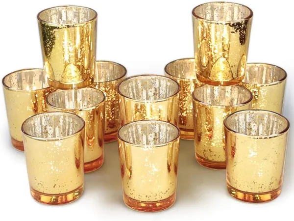 Manraj_Glass_Tealight_Candle_Holder_Set_Of_6,Glass_Votive_Candle_Holders,Clear_Tea_Light_Holders_Bulk_For_Wedding_Holiday_Birthday_Party_Dinner_&_Home_Decor_(6,_Gold)