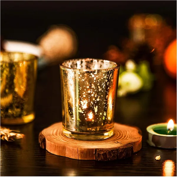 Manraj_Glass_Tealight_Candle_Holder_Set_Of_6,Glass_Votive_Candle_Holders,Clear_Tea_Light_Holders_Bulk_For_Wedding_Holiday_Birthday_Party_Dinner_&_Home_Decor_(6,_Gold)