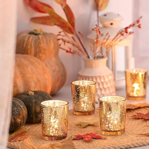 Manraj_Glass_Tealight_Candle_Holder_Set_Of_6,Glass_Votive_Candle_Holders,Clear_Tea_Light_Holders_Bulk_For_Wedding_Holiday_Birthday_Party_Dinner_&_Home_Decor_(6,_Gold)