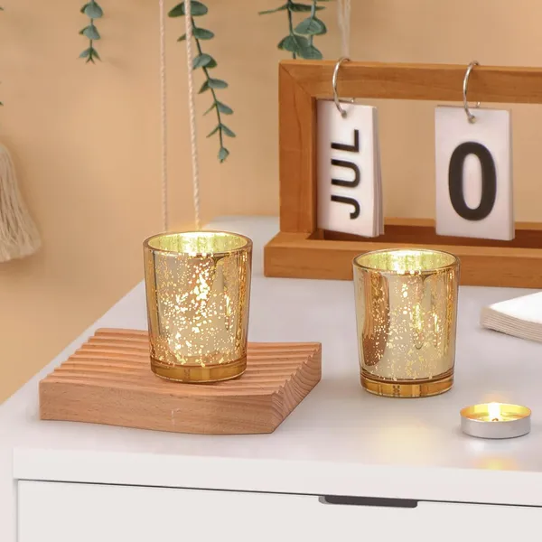 Manraj_Glass_Tealight_Candle_Holder_Set_Of_6,Glass_Votive_Candle_Holders,Clear_Tea_Light_Holders_Bulk_For_Wedding_Holiday_Birthday_Party_Dinner_&_Home_Decor_(6,_Gold)