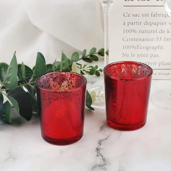 Manraj_Glass_Tealight_Candle_Holder_Set_Of_12,Glass_Votive_Candle_Holders,Clear_Tea_Light_Holders_Bulk_For_Wedding_Holiday_Birthday_Party_Dinner_&_Home_Decor_(12,_Red)