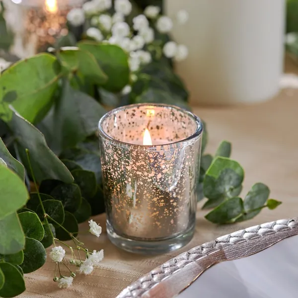 Manraj_Glass_Tealight_Candle_Holder_Set_Of_6,Glass_Votive_Candle_Holders,Clear_Tea_Light_Holders_Bulk_For_Wedding_Holiday_Birthday_Party_Dinner_&_Home_Decor_(6,_Silver)