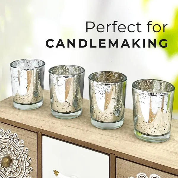 Manraj_Glass_Tealight_Candle_Holder_Set_Of_6,Glass_Votive_Candle_Holders,Clear_Tea_Light_Holders_Bulk_For_Wedding_Holiday_Birthday_Party_Dinner_&_Home_Decor_(6,_Silver)
