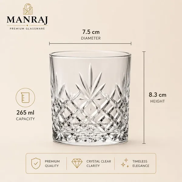 Manraj_Premium_Quality_Water/Juice_Glass_Set_Of_6_265Ml,_Monarch_-_Drinking_Juice_Glasses_For_Cold_Drink,_Mojito,_Cocktail,_Everyday_Use