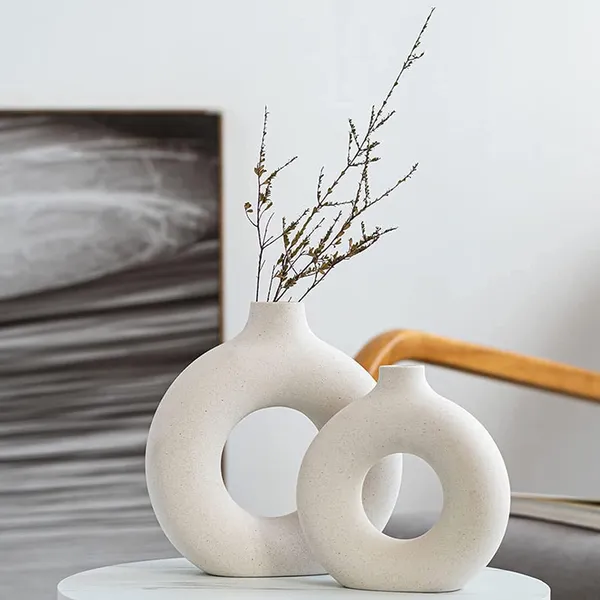 Manraj_White_Donut_Vase_Hollow_Ceramic_Vase_For_Flowers_Handmade_Minimalist_Boho_Ins_Style_Modern_Home_Decor_For_Wedding_Dinner_Table_Party_Living_Room_Office_Bedroom_(Set_Of_2)