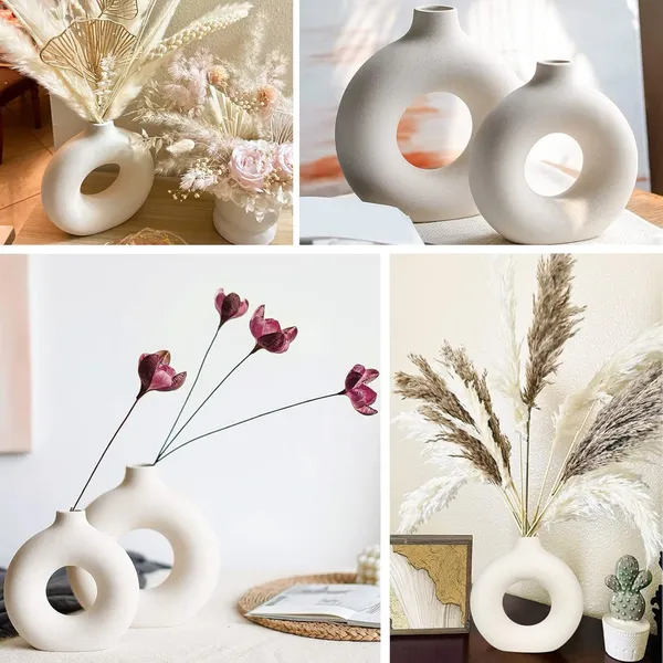 Manraj_White_Donut_Vase_Hollow_Ceramic_Vase_For_Flowers_Handmade_Minimalist_Boho_Ins_Style_Modern_Home_Decor_For_Wedding_Dinner_Table_Party_Living_Room_Office_Bedroom_(Small)