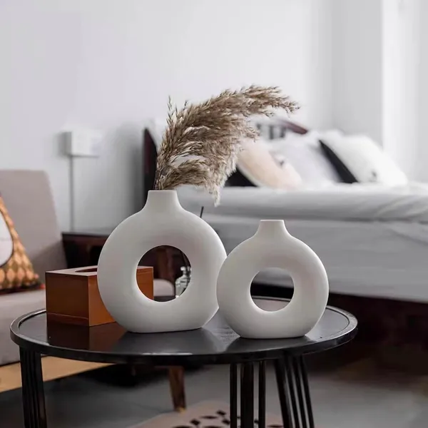Manraj_White_Donut_Vase_Hollow_Ceramic_Vase_For_Flowers_Handmade_Minimalist_Boho_Ins_Style_Modern_Home_Decor_For_Wedding_Dinner_Table_Party_Living_Room_Office_Bedroom_(Small)
