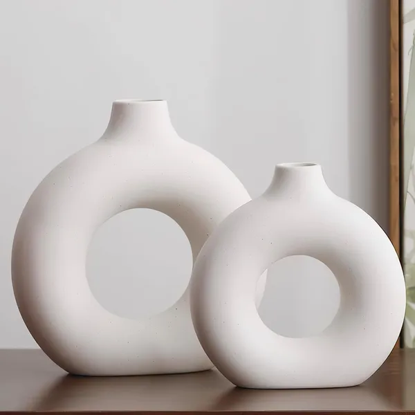 Manraj_White_Donut_Vase_Hollow_Ceramic_Vase_For_Flowers_Handmade_Minimalist_Boho_Ins_Style_Modern_Home_Decor_For_Wedding_Dinner_Table_Party_Living_Room_Office_Bedroom_(Small)