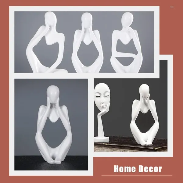 Manraj_3_Pcs_Thinker_Statue_Set,_Thinker_Statue_Personalized_Abstract_Ornament_For_Office_Living_Room_Desk_Room_Decor_(White)