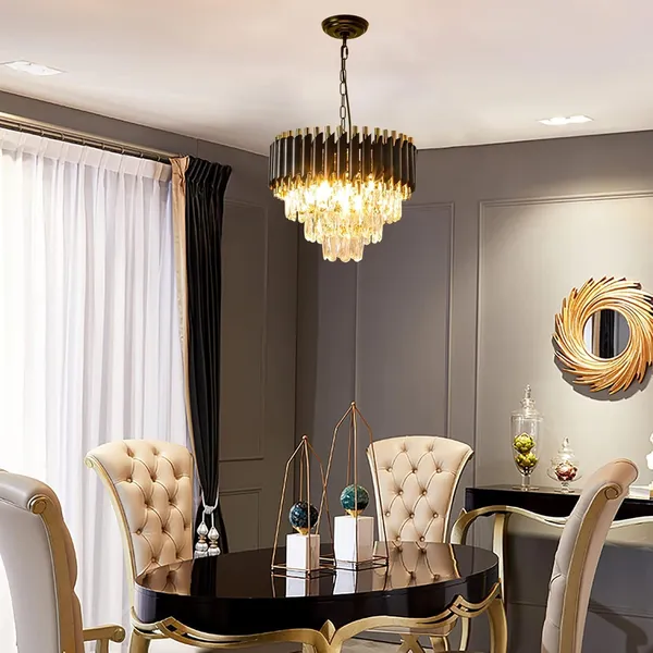 Manraj_Modern_Crystal_Chandelier,_40_Cm_Round,_3-Tier_Black_And_Gold,_K9_Crystal_Ceiling_Light_Fixture_For_Living_Room_And_Hallway_(Black_&_Gold,_400Mm)