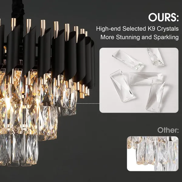 Manraj_Modern_Crystal_Chandelier,_40_Cm_Round,_3-Tier_Black_And_Gold,_K9_Crystal_Ceiling_Light_Fixture_For_Living_Room_And_Hallway_(Black_&_Gold,_400Mm)