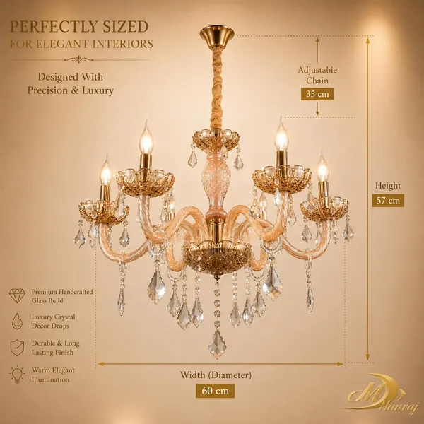 Manraj_5-Light_Crystal_Glass_Chandelier,_48_Cm_Width,_150_Cm_Adjustable_Height,_Modern_Italian_Design_(Clear,_5_Lights)