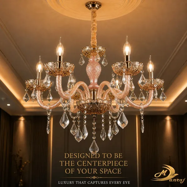 Manraj_5-Light_Crystal_Glass_Chandelier,_48_Cm_Width,_150_Cm_Adjustable_Height,_Modern_Italian_Design_(Clear,_5_Lights)