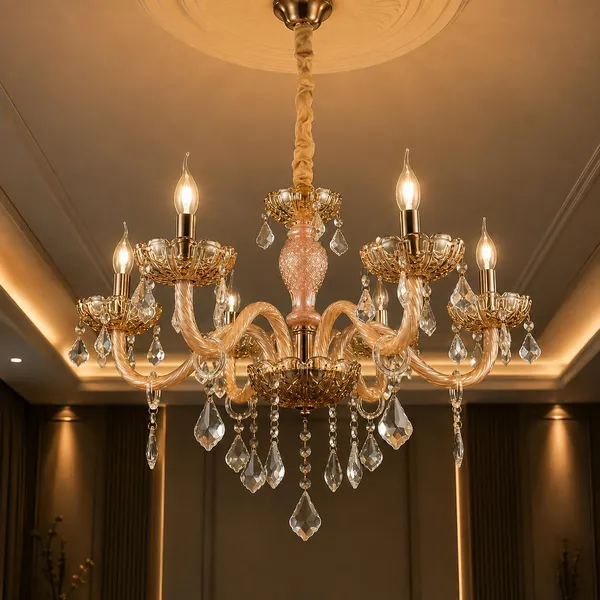 Manraj_5-Light_Crystal_Glass_Chandelier,_48_Cm_Width,_150_Cm_Adjustable_Height,_Modern_Italian_Design_(Clear,_5_Lights)