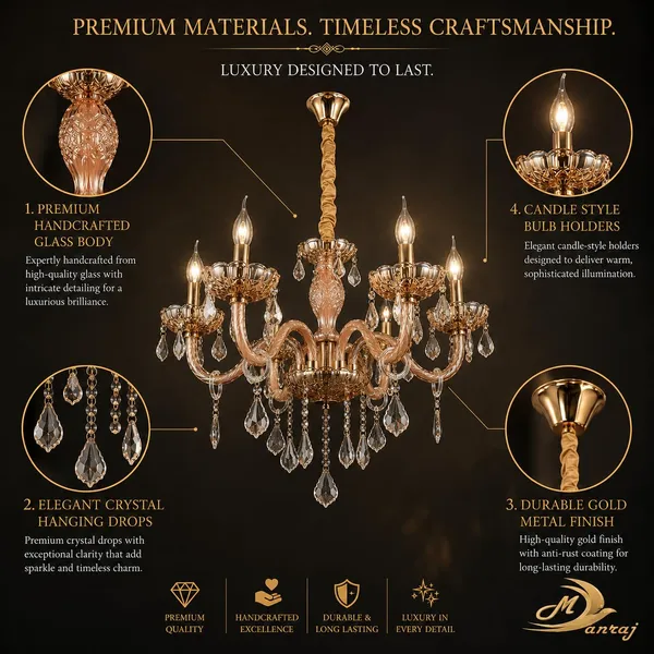 Manraj_5-Light_Crystal_Glass_Chandelier,_48_Cm_Width,_150_Cm_Adjustable_Height,_Modern_Italian_Design_(Clear,_5_Lights)