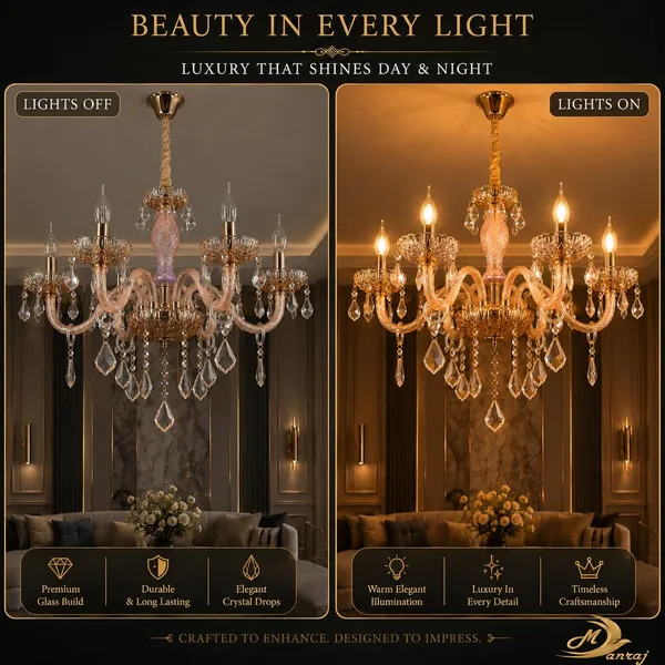 Manraj_5-Light_Crystal_Glass_Chandelier,_48_Cm_Width,_150_Cm_Adjustable_Height,_Modern_Italian_Design_(Clear,_5_Lights)