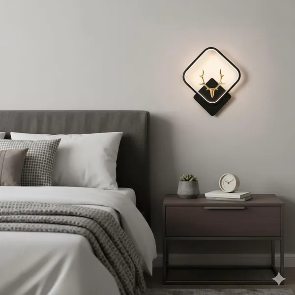 Manraj_Deer_Led_Wall_Light_With_Deer_Design,_3-Colour_Changing_Mode,_Black_Square_Frame,_Modern_Decorative_Sconce_Wall_Lamps_(Square,_2)