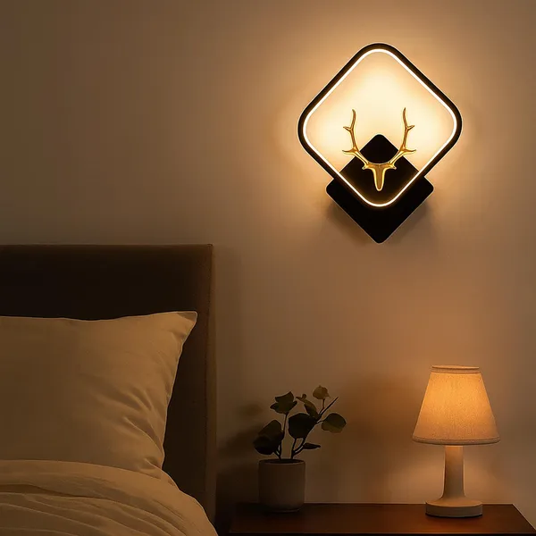 Manraj_Deer_Led_Wall_Light_With_Deer_Design,_3-Colour_Changing_Mode,_Black_Square_Frame,_Modern_Decorative_Sconce_Wall_Lamps_(Square,_2)