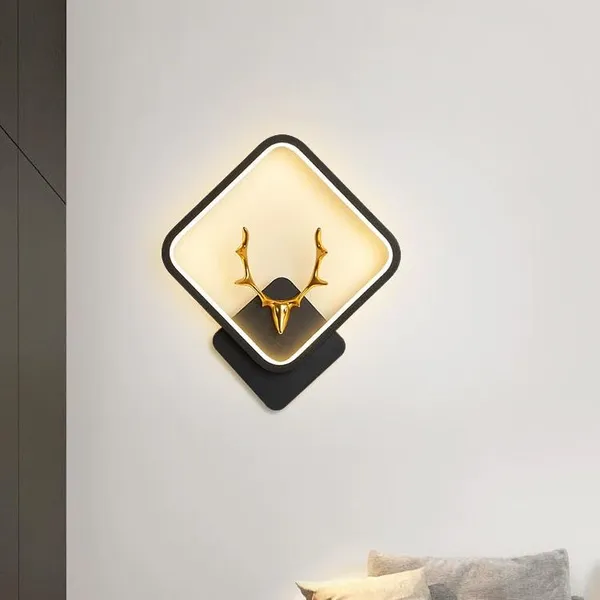 Manraj_Deer_Led_Wall_Light_With_Deer_Design,_3-Colour_Changing_Mode,_Black_Square_Frame,_Modern_Decorative_Sconce_Wall_Lamps_(Square,_2)