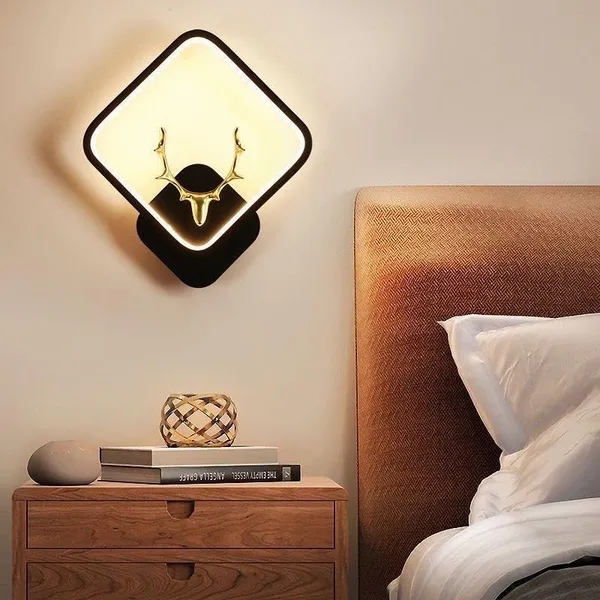 Manraj_Deer_Led_Wall_Light_With_Deer_Design,_3-Colour_Changing_Mode,_Black_Square_Frame,_Modern_Decorative_Sconce_Wall_Lamps_(Square,_2)